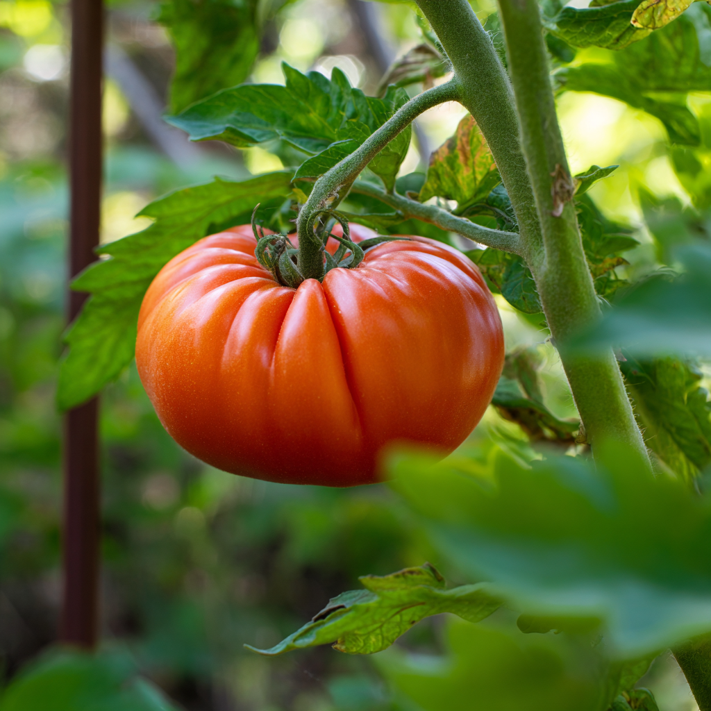 Determinate Beefsteak Tomato plant growing in a garden